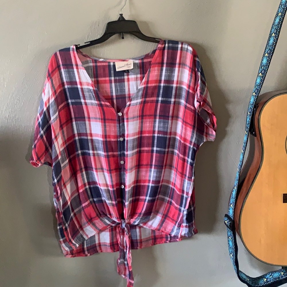 Plaid tie top